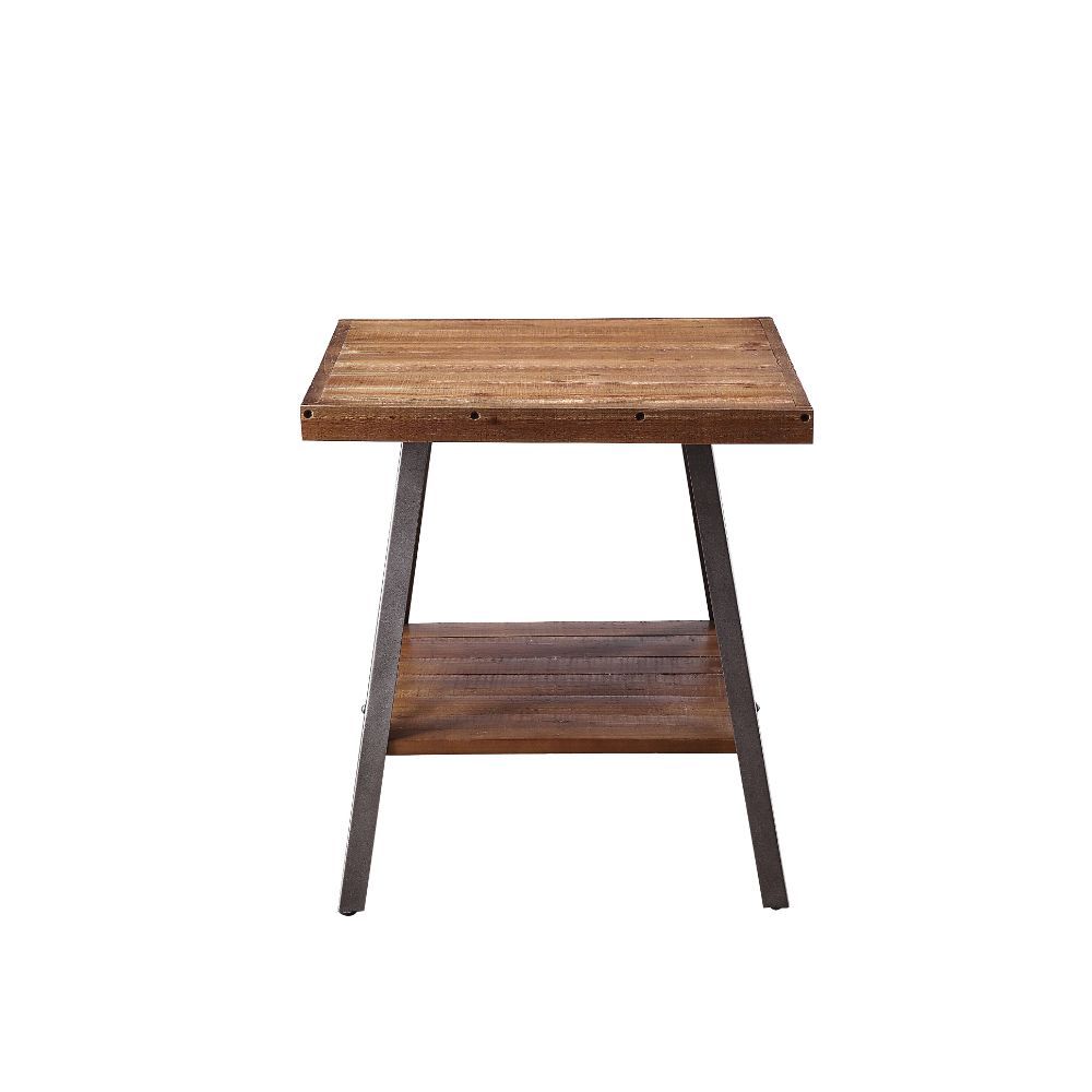 Ikram - End Table (Set of 2) - Weathered Oak & Sandy Black