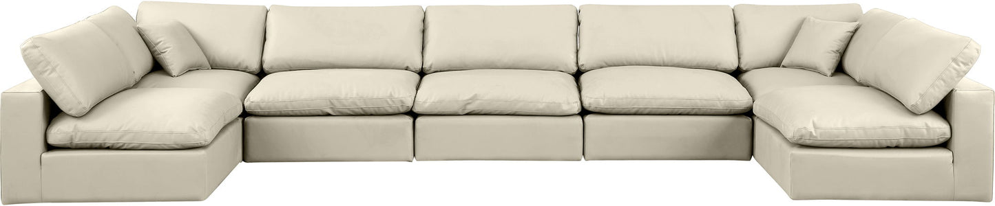 Comfy - 7 Piece Faux Leather Modular Armless Sectional