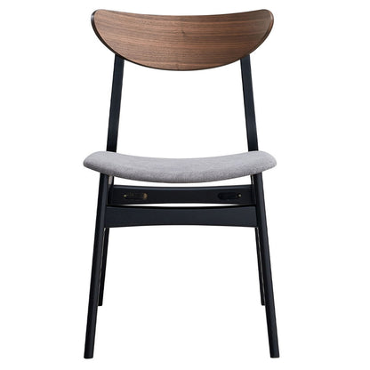 Rebi - Side Chair (Set of 2) - Gray Linen, Walnut & Black