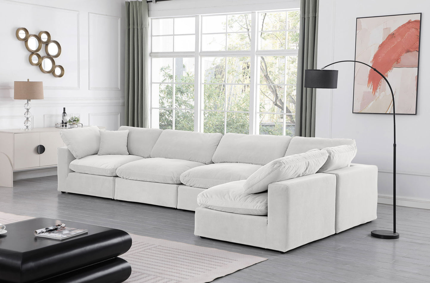 Comfy - 5 Piece Velvet Modular Sectional