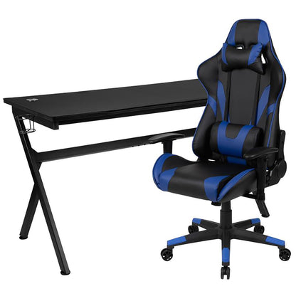 Flash Furniture - 2 Piece X20 Premium Gaming Chair With XL Gaming Desk Set - Black / Blue