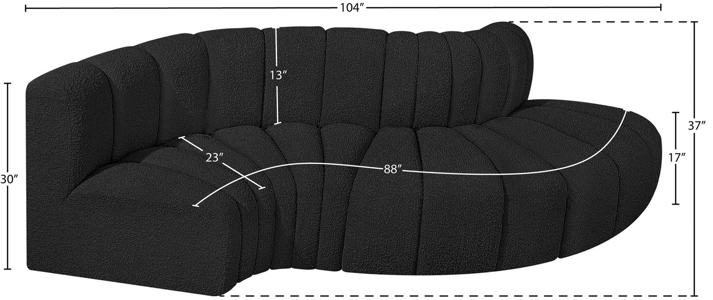 Arc - Boucle Fabric 4 Piece L-Shaped Modular Sofa