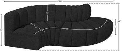 Arc - Boucle Fabric 4 Piece L-Shaped Modular Sofa