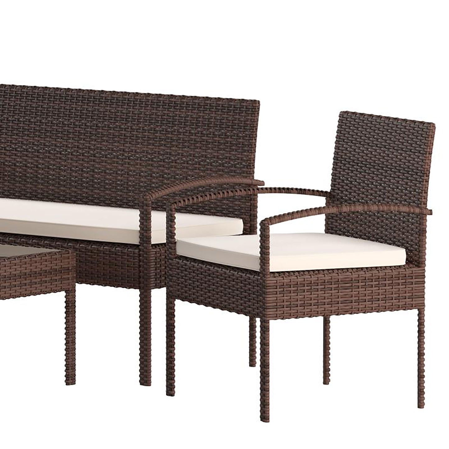 Flash Furniture - 4 Piece Patio Outdoor Set - Brown / Beige