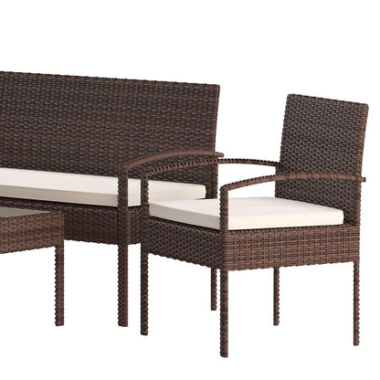 Flash Furniture - 4 Piece Patio Outdoor Set - Brown / Beige