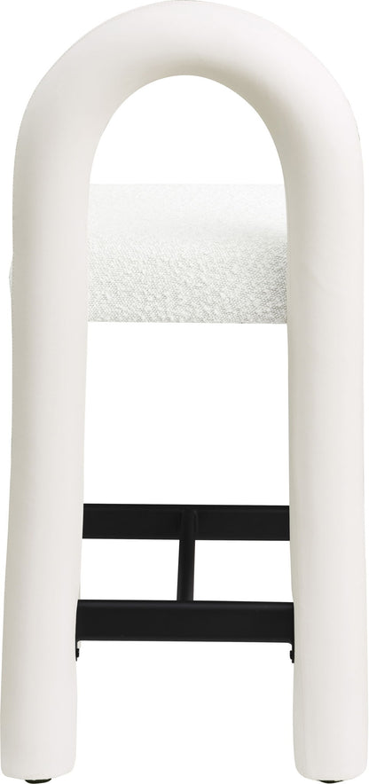 Amari - Vegan Leather and Boucle Fabric Stool