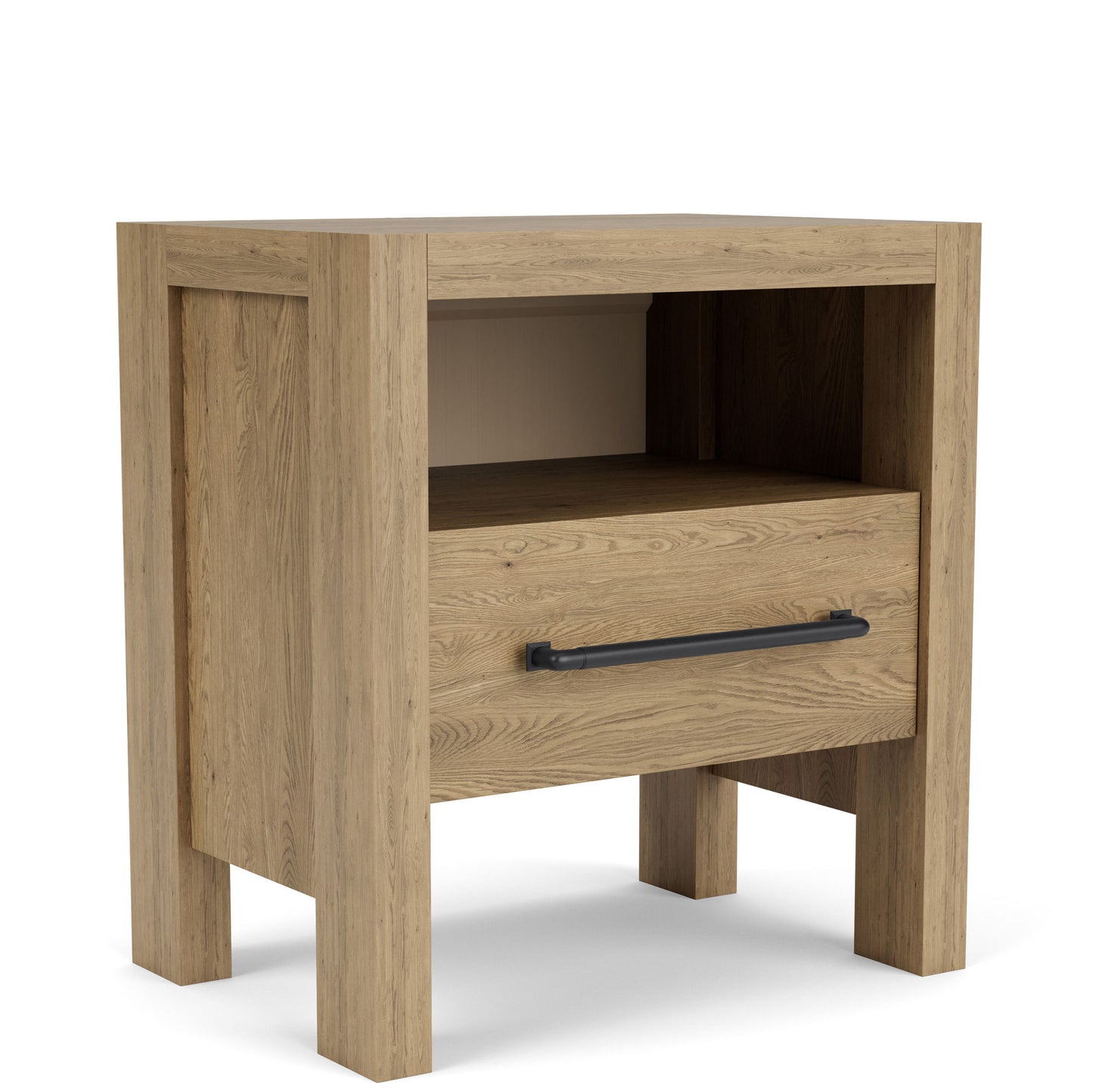 Davie - Wood One Drawer Nightstand - Light Brown
