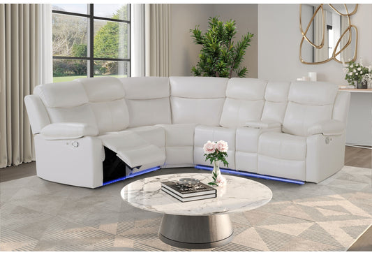 U6026 - Sectional With LED And Speaker - White