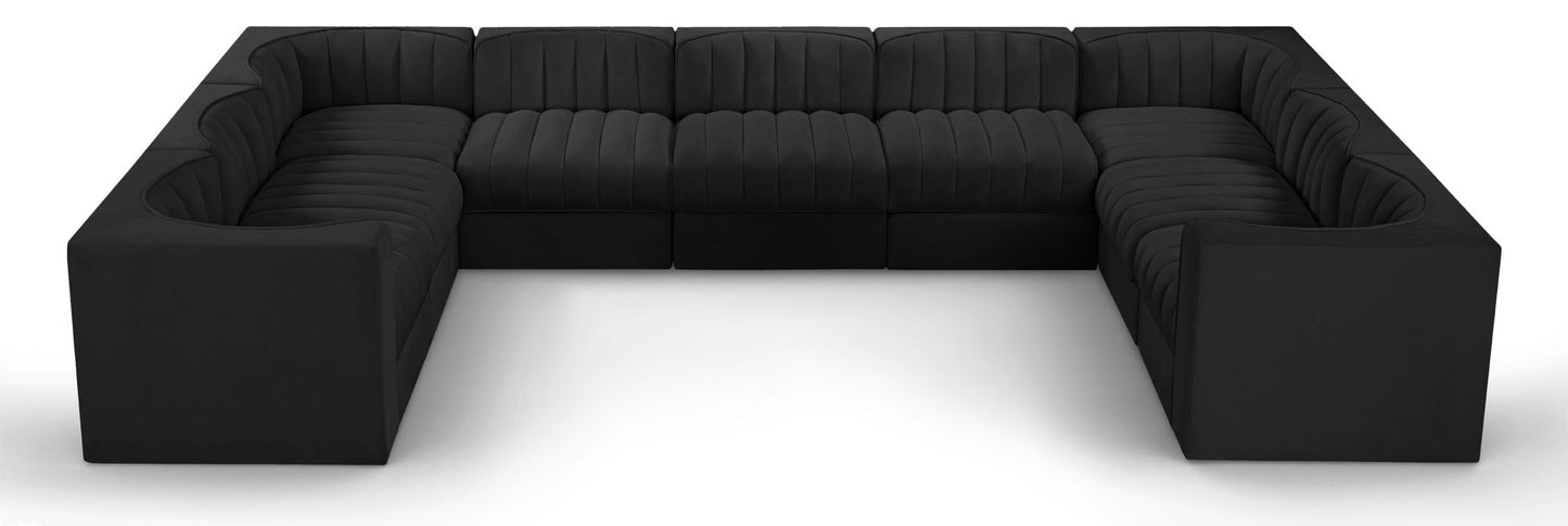 Rummi - Velvet Performance Fabric Upholstered 9 Piece Modular Sectional