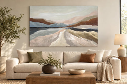 Where Valleys Meet - 84 X 52 - Hand-Embellished Wrapped Canvas - Ivory