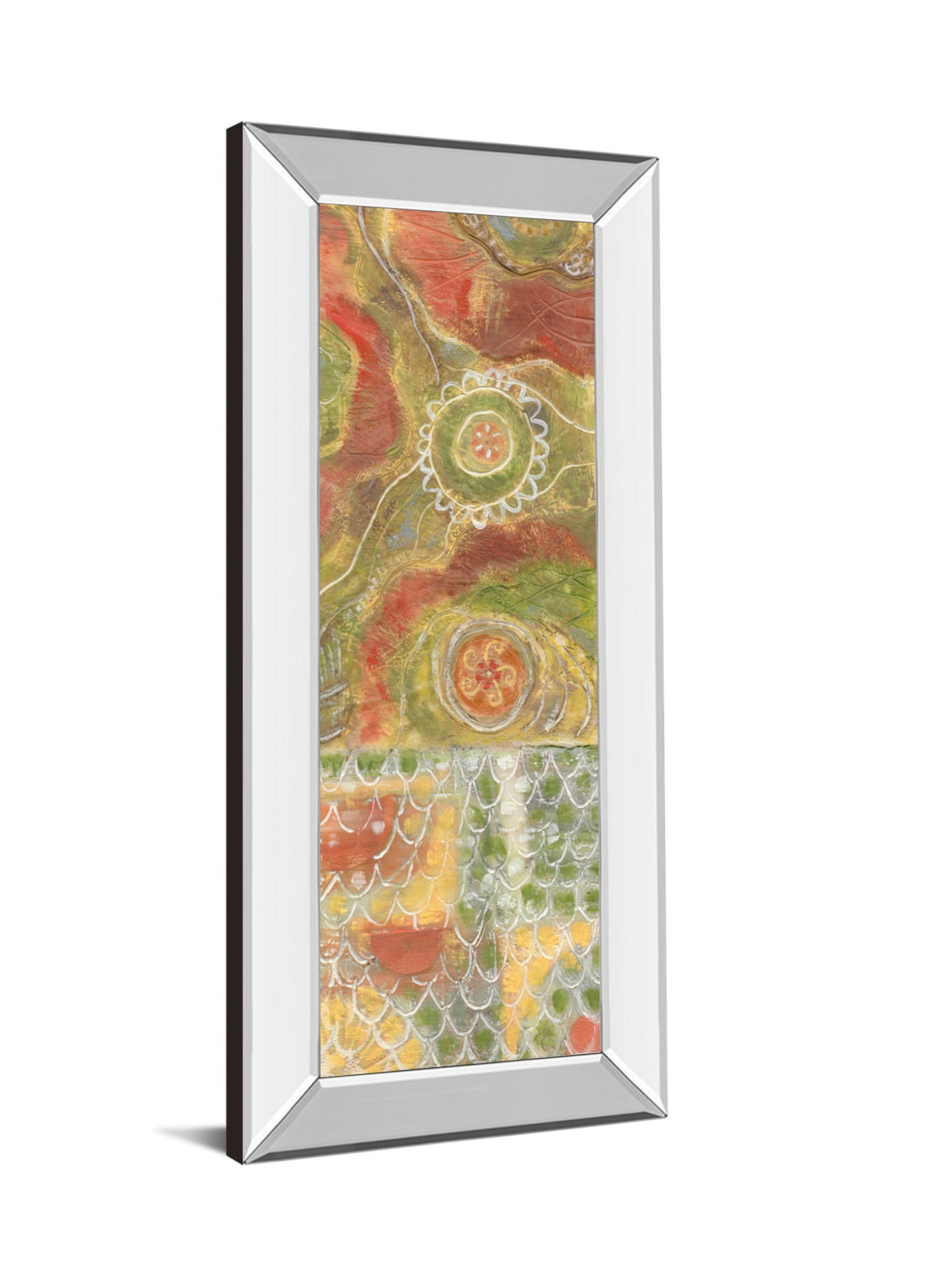 Moroccan Whimsy Il By Karen Deans - Mirror Framed Print Wall Art - Red