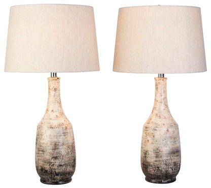 Ivory Patina - 28 X 15 - Ceramic Table Lamp (Set of 2) - Weathered Ivory Reactive Glaze
