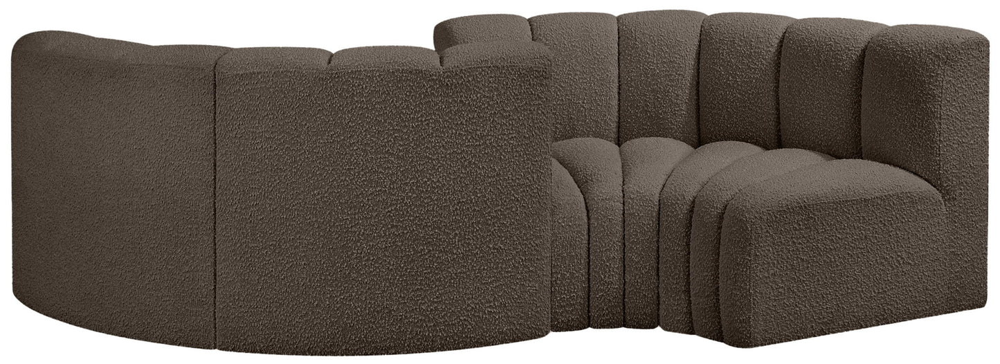 Arc - Boucle Fabric 4 Piece Curved Modular Sofa
