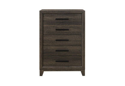 Harmony - 5 Piece Twin Bedroom Set (Bed, Dresser & Mirror, Nightstand, Chest) - Dark Brown