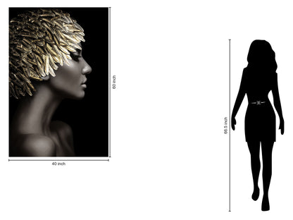 Temp Glass With Foil - Woman Gold Leaves - Black