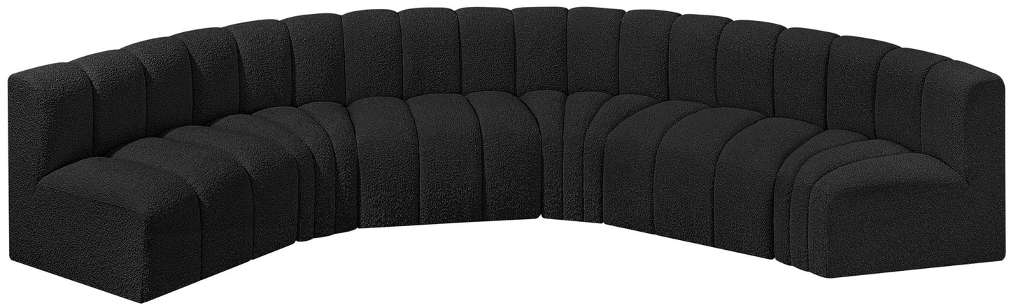 Arc - Boucle Fabric 6 Piece U-Shaped Modular Sofa