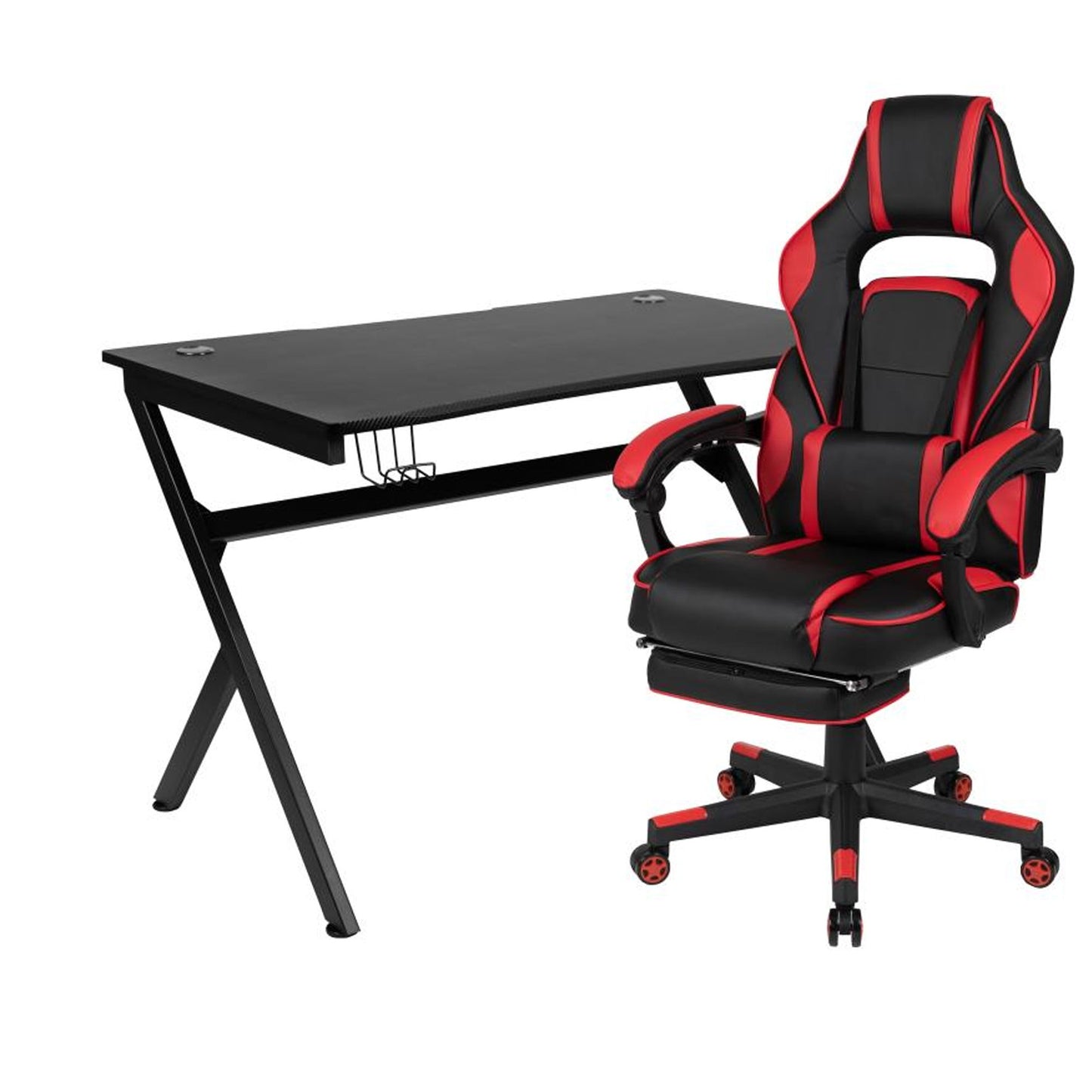 Flash Furniture - 2 Piece Gaming Desk & Chair Set - Black / Red