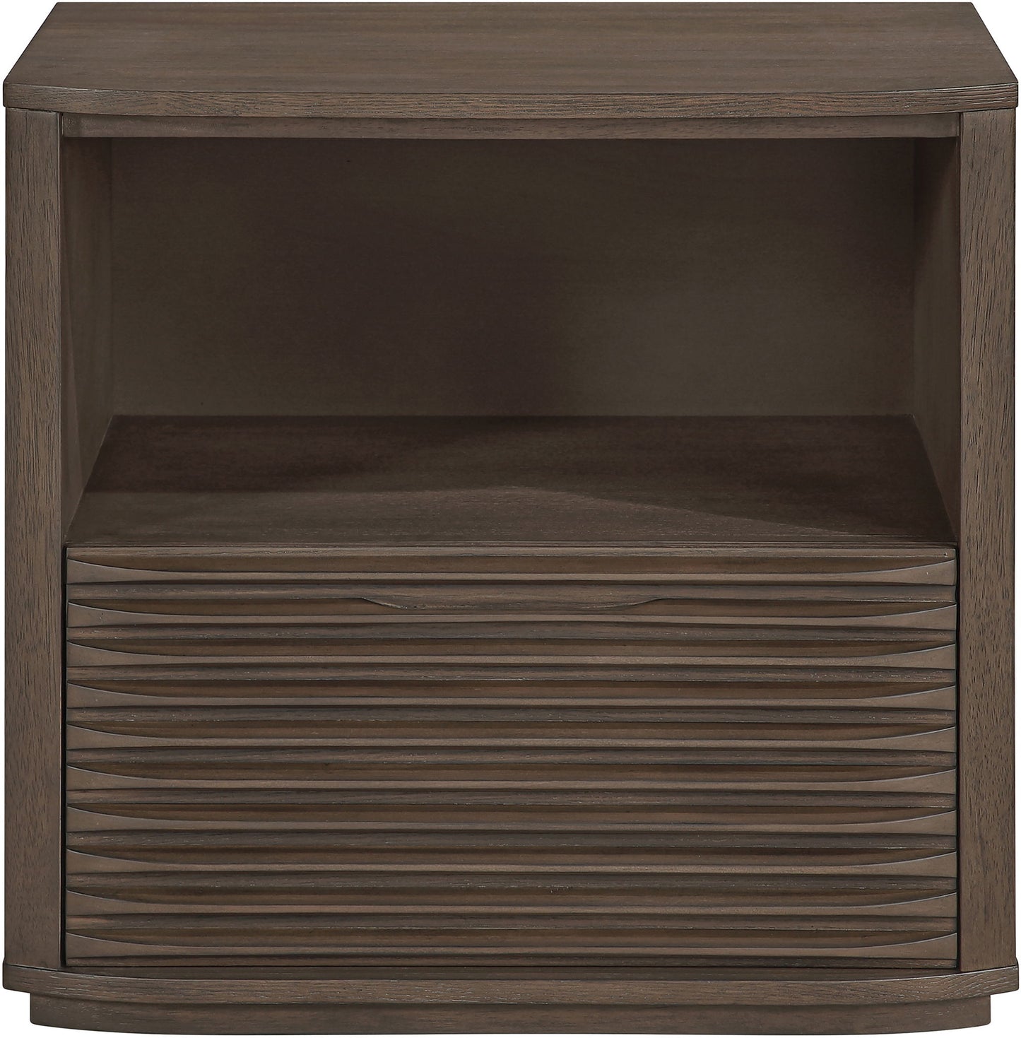 Morino - Oak Veneer And Solid Wood Nightstand - Brown