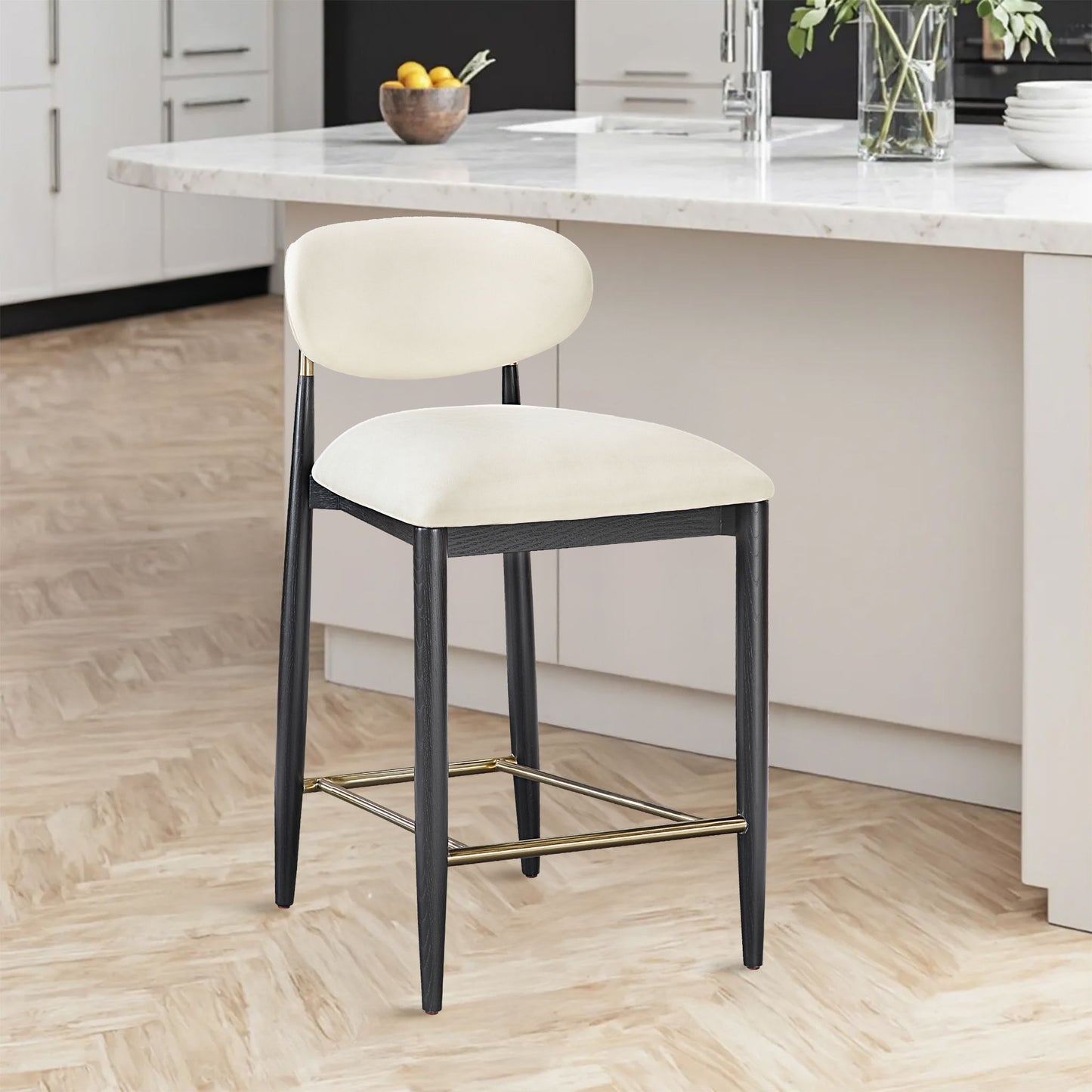 Riccio - Stool - Black And Gold Frame