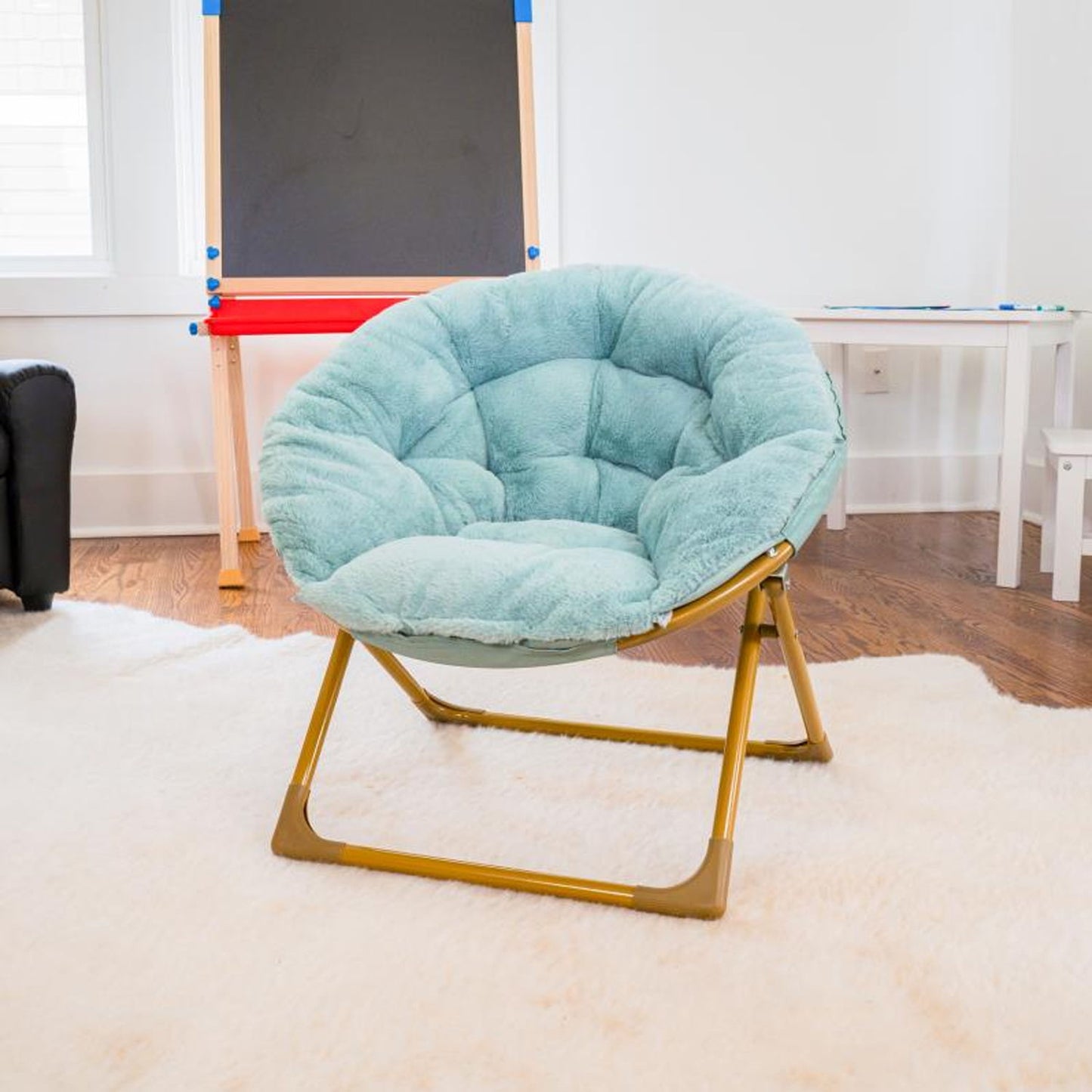 Flash Furniture - Kids Fur Moon Chair - Dusty Aqua