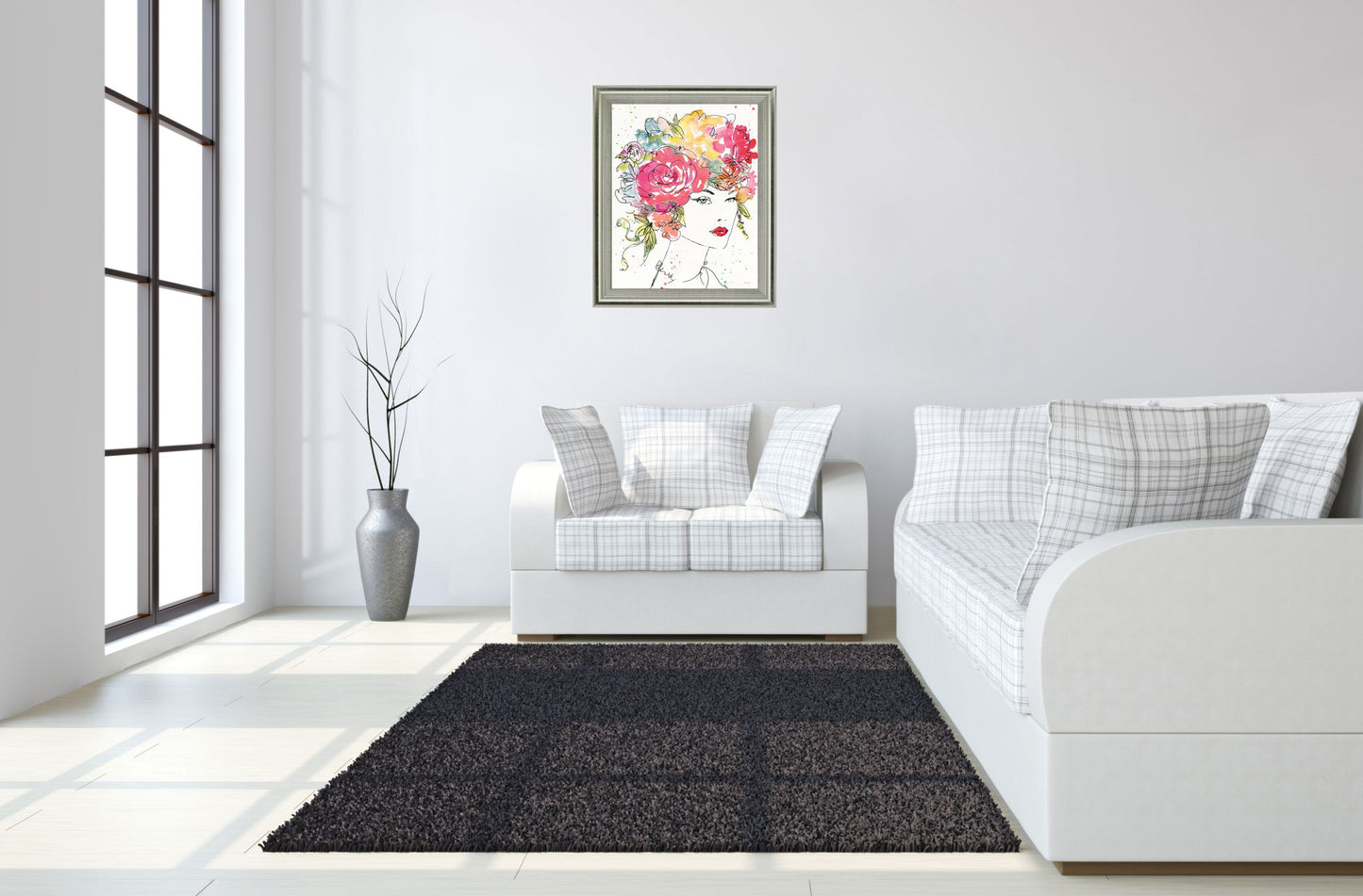 Whimsical Bloom Portrait - 28" x 34" Framed Wall Art - Pink