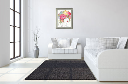 Whimsical Bloom Portrait - 28" x 34" Framed Wall Art - Pink