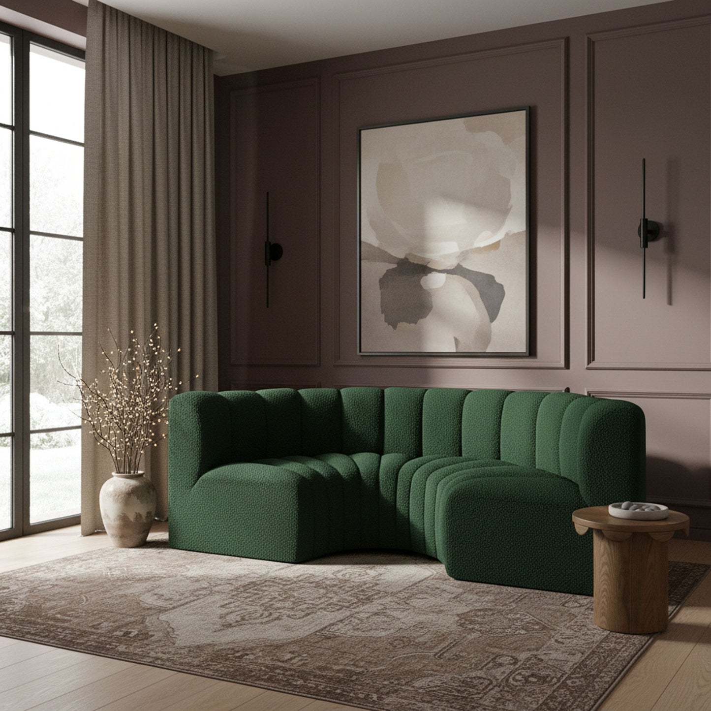 Arc - Boucle Fabric 4 Piece U-Shaped Modular Sofa