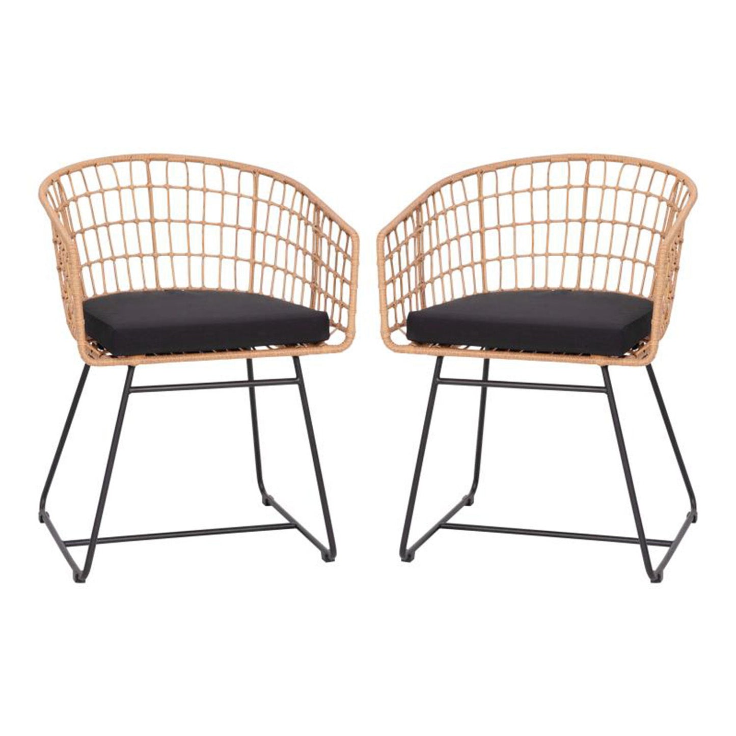 Flash Furniture - Rope Chair-Cushion (Set of 2) - Natural / Black