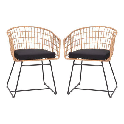 Flash Furniture - Rope Chair-Cushion (Set of 2) - Natural / Black
