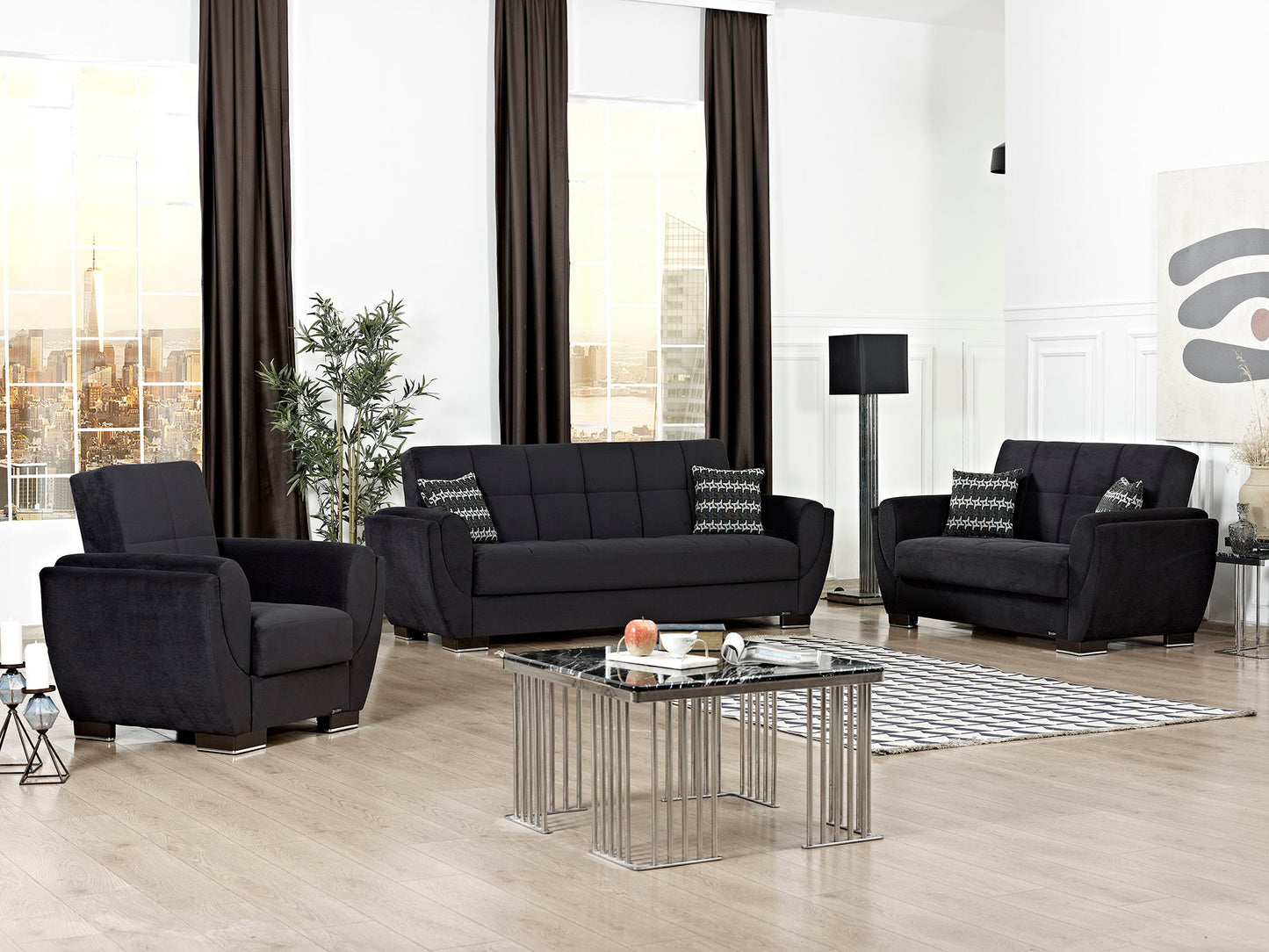 Ottomanson Armada Air - Upholstered Convertible Loveseat With Storage - Microfiber