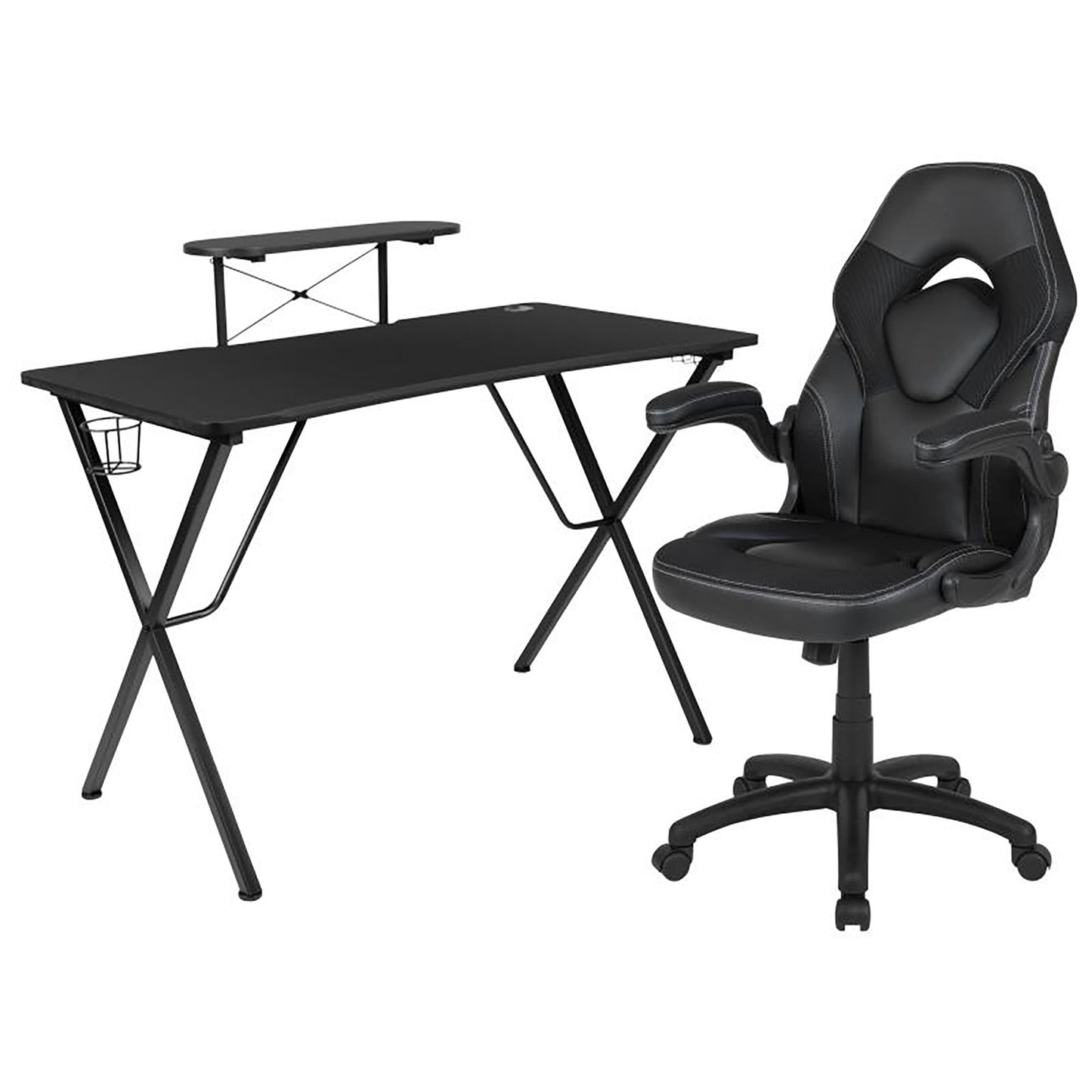 Flash Furniture - 2 Piece Racing Chair And Gaming Desk Set - Black