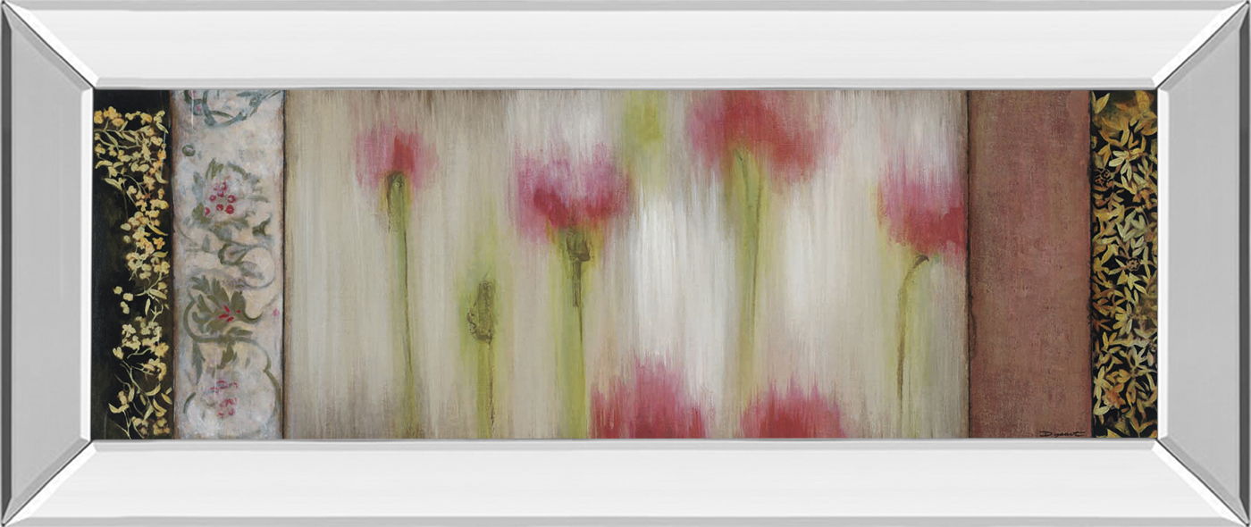 Rain Flower I By Dysart - Mirror Framed Print Wall Art - Beige