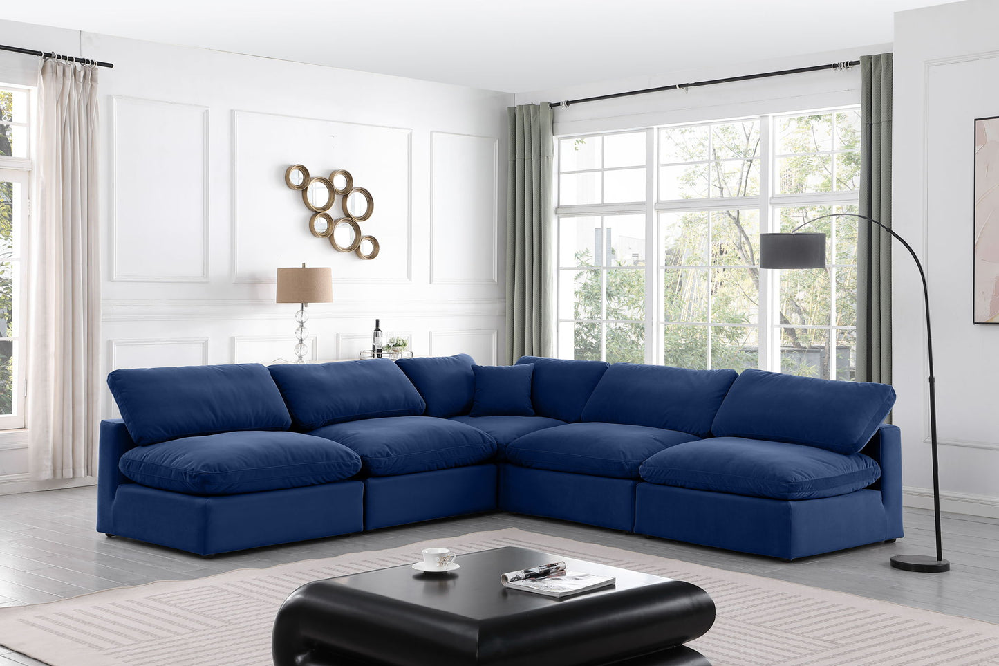 Comfy - 5 Piece Velvet Modular Corner Armless Sectional