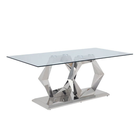 Gianna - Dining Table - Clear Glass Top & Stainless Steel