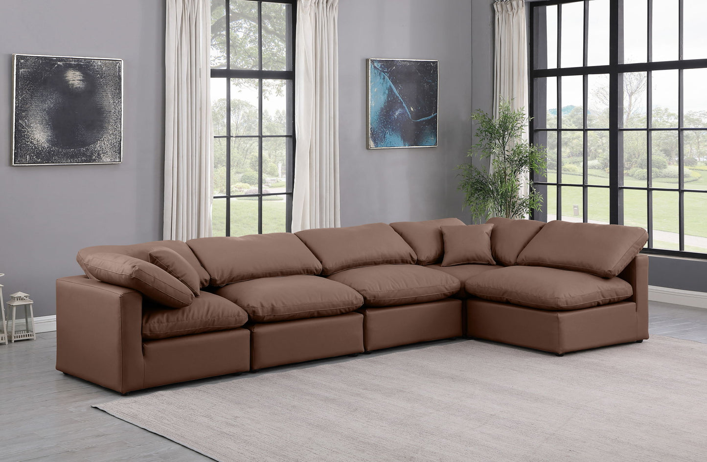Indulge - Faux Leather 5 Piece Modular Sectional