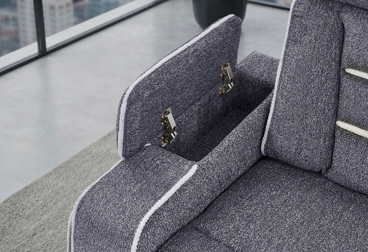 U1895 - P2 Console Reclining Loveseat With IS And LED - Dark Gray