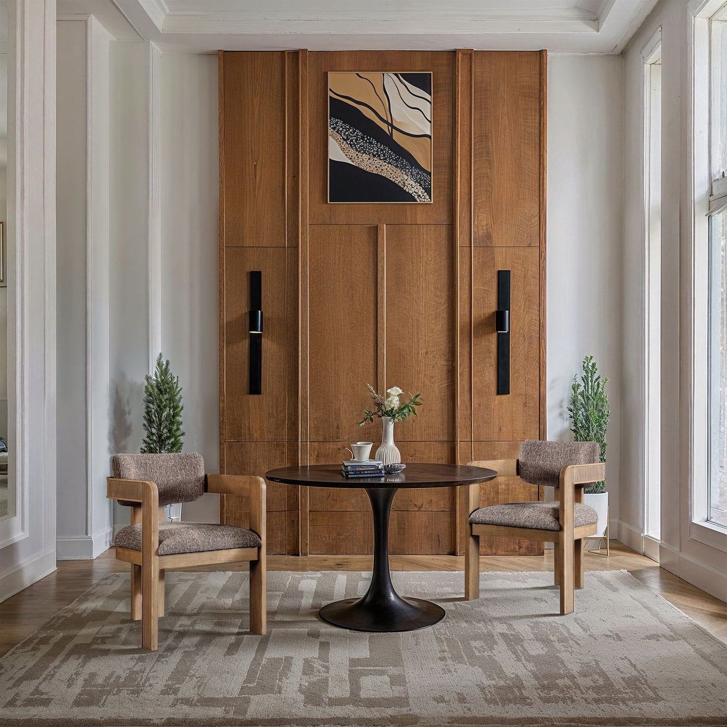 Sacha - Linen Dining Chair With Natural Base (Set of 2)
