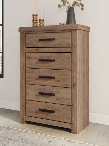 Oliandon - Five Drawer Chest - Light Brown