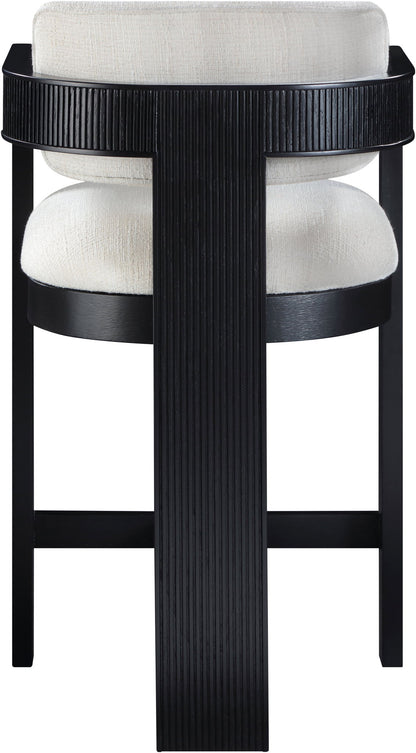 Sacha - Linen Stool With Black Base