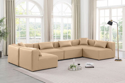 Cube - 6 Piece Modular Armless Sectional - Tan