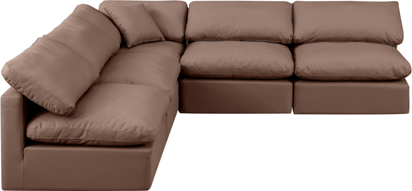 Indulge - Faux Leather 5 Piece Modular Corner Armless Sectional