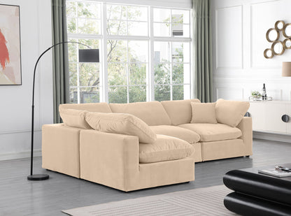 Comfy - 4 Piece Velvet Modular Armless Sectional