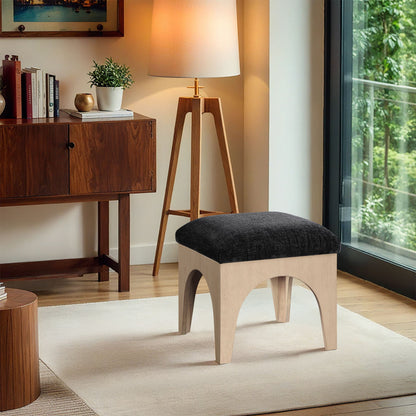 Lawson - Chenille Fabric Ottoman - Natural Base