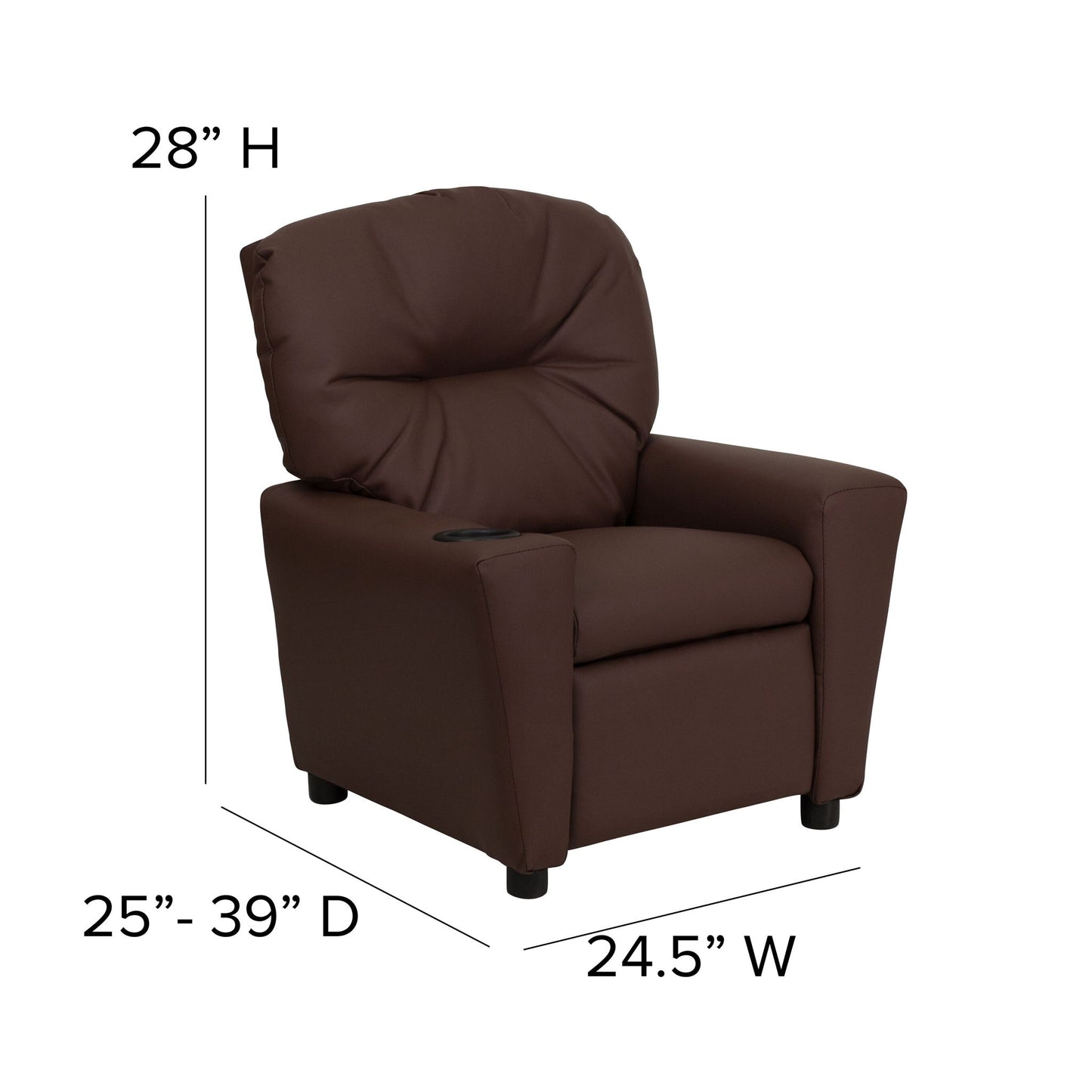Flash Furniture - Kid's Leather Recliner - Brown