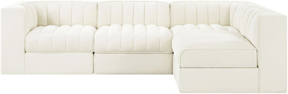 Rummi - Velvet Performance Fabric Upholstered 4 Piece Modular Sectional