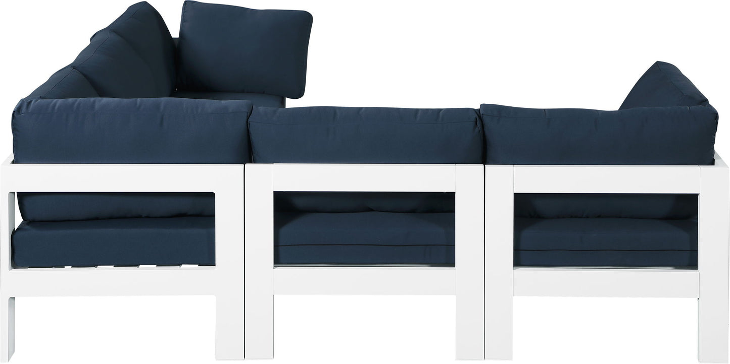 Nizuc - Outdoor Patio 5 Piece Modular Sectional With White Frame