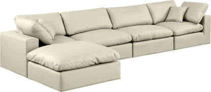 Comfy - 5 Piece Faux Leather Modular Sectional With Chaise