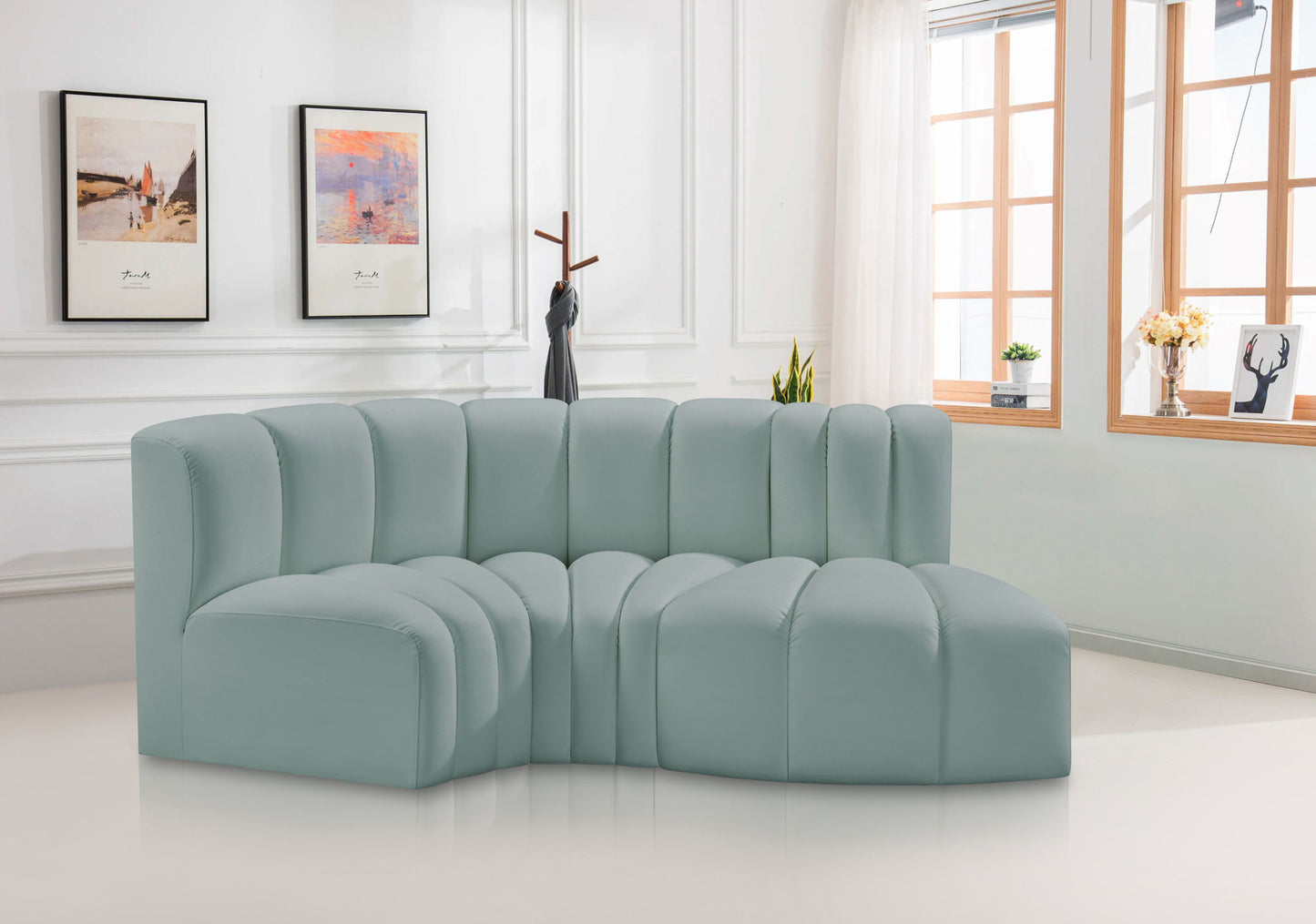 Arc - Faux Leather 3 Piece Modular L-Shaped Sofa