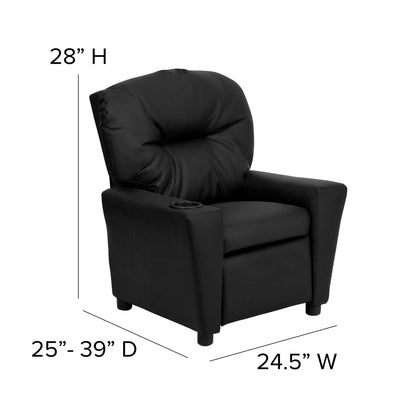 Flash Furniture - Kid's Leather Recliner - Black