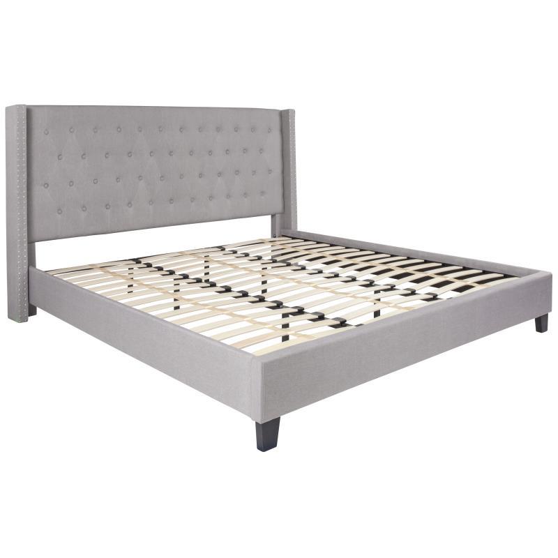 Flash Furniture - King Size Riverdale Platform Bed Frame - Light Gray